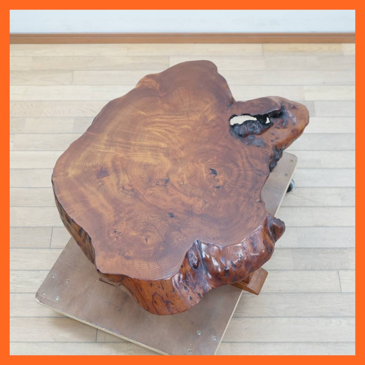 東ハ:【高級銘木】無垢 欅 ケヤキ材 座卓 約92.5×71.8㎝ 高さ約 東ハ:【高級銘木】無垢 欅 ケヤキ材 座卓 約92.5×71.8㎝ 高さ約