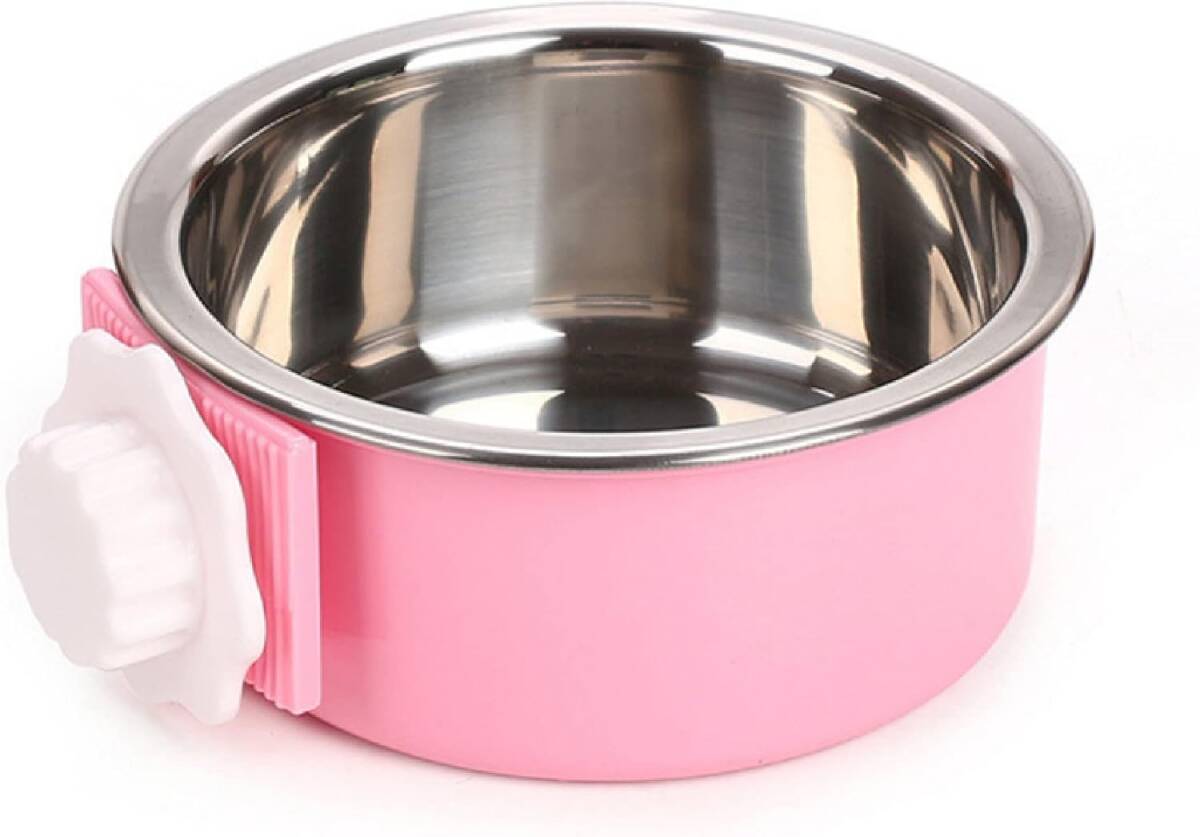 RYOHIN Lab.(良品ラボ) ペットボウル ハンガー ケージ用 犬猫用 ペット食器 餌入れ フード ウォーターボウル 小動物 (Sサイズ, ピンク)