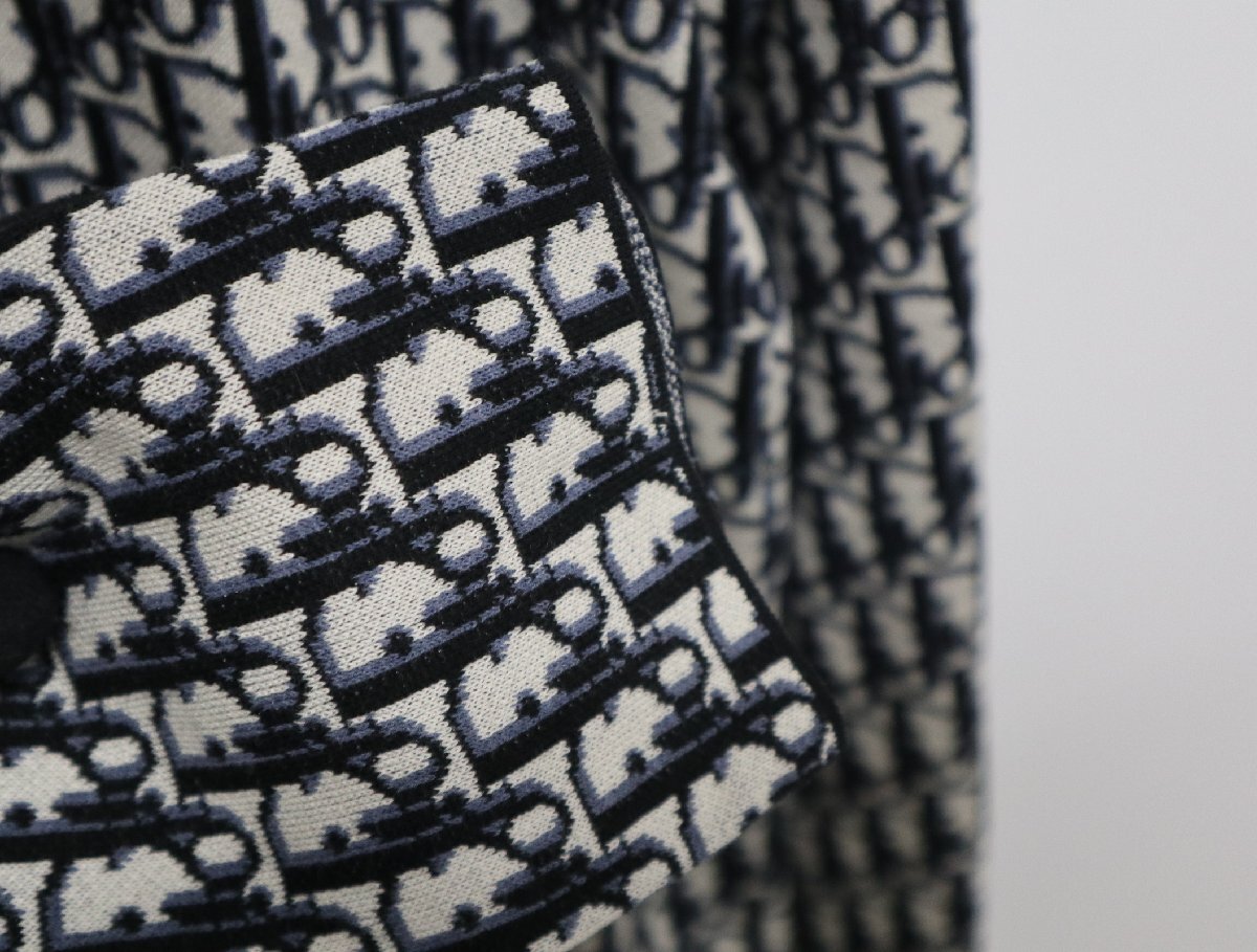 DIOR ディオール オブリーク 総柄ニット 長袖シャツ XＳサイズ 023M550AT099 コットン ブラック ホワイト 【中古】 シャツ トップス
