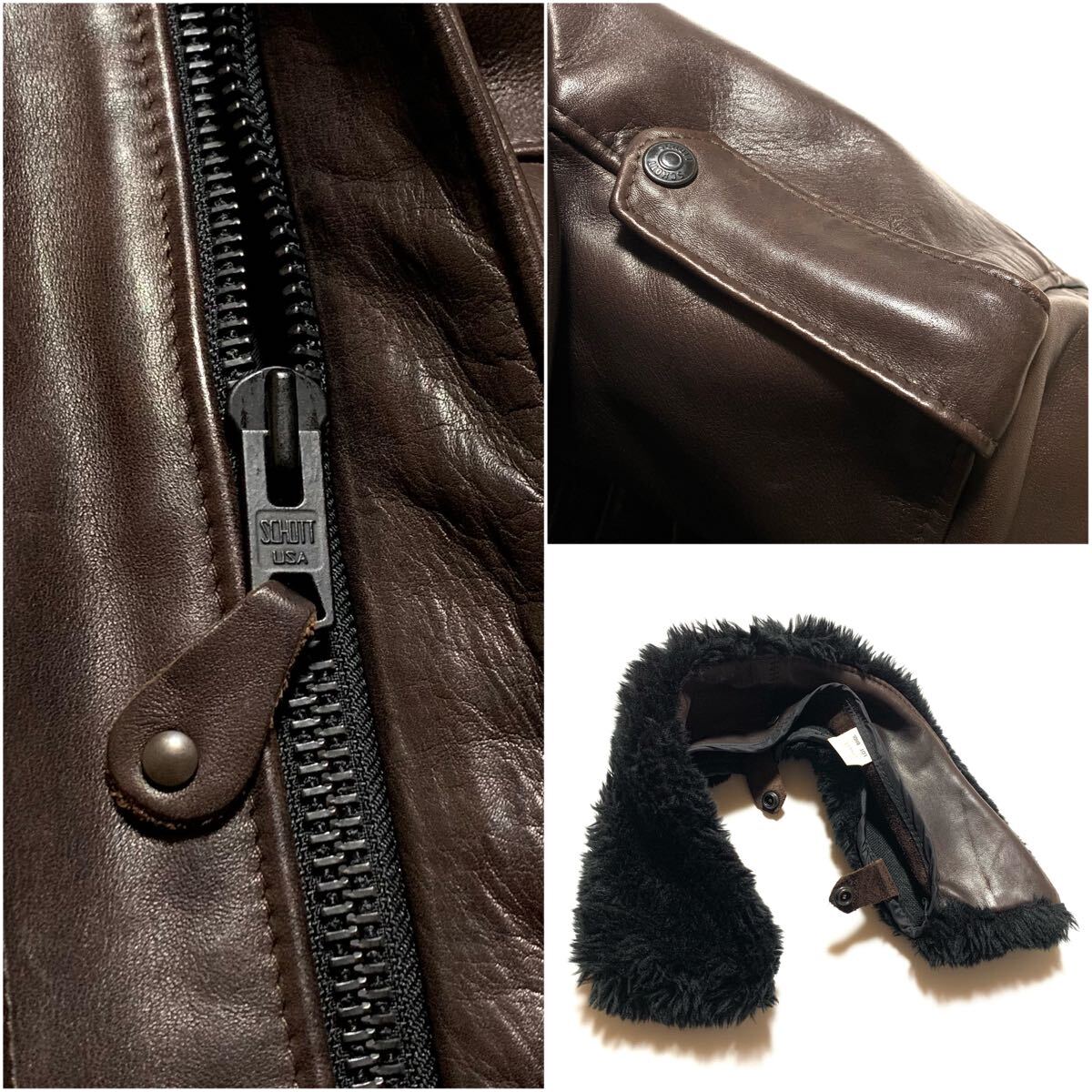 良品 Schott ショット G-1 牛タグ レザー フライトジャケット 濃 良品 Schott ショット G-1 牛タグ レザー フライトジャケット 濃