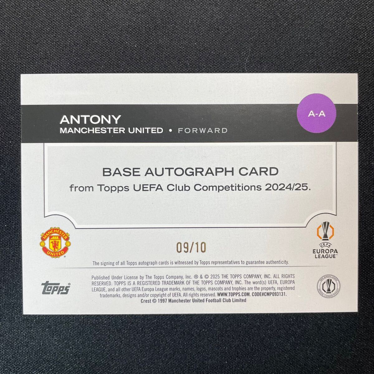 2024-25 Topps UEFA Club Competitions Antony Auto Manchester