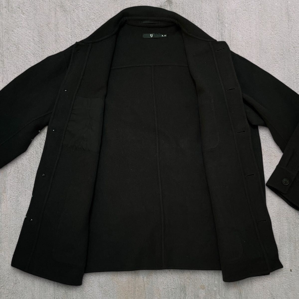 UNIQLO ＋J ウールブレンド オーバーサイズシャツ ジャケット メンズXL●洗濯プレス済●ジルサンダーコラボ ブラック ジャケット古著/91