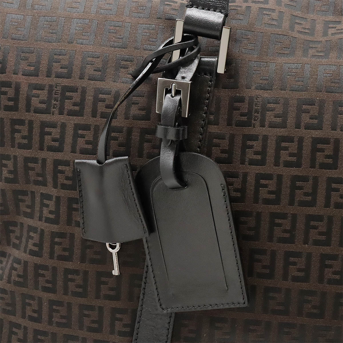!_FENDI Fendi z ключ no Zucca рисунок сумка "Boston bag" 2WAY сумка на плечо парусина кожа темно-коричневый чай черный чёрный 7VS014