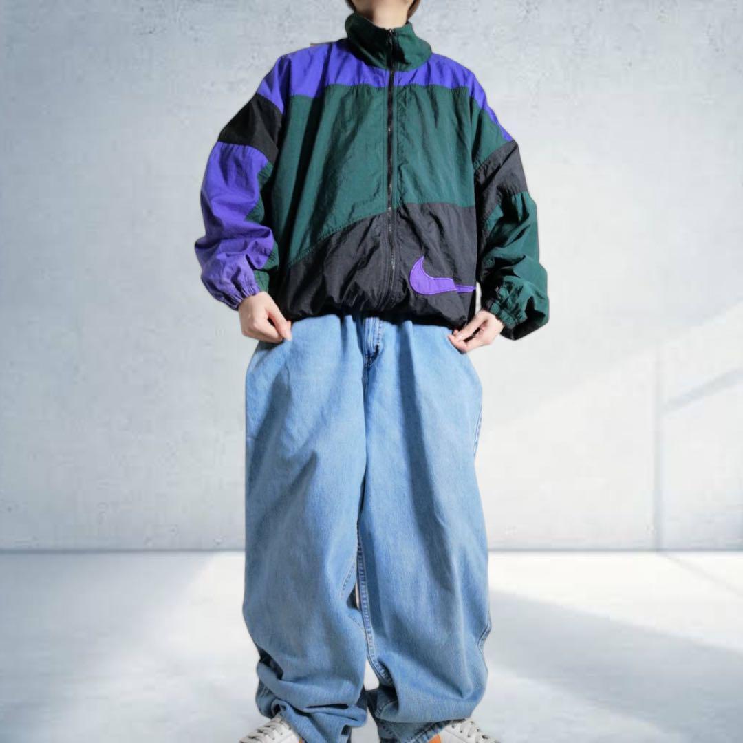 90s NIKE ナイキ ナイロンジャケット ブルゾン スウッシュ 90s NIKE ナイキ ナイロンジャケット ブルゾン スウッシュ