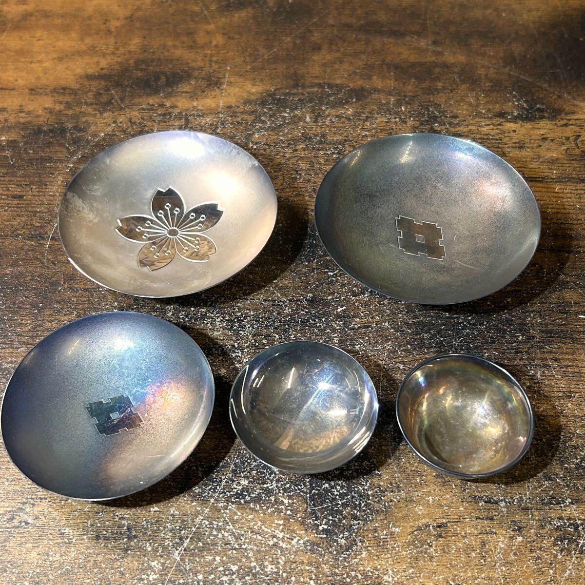 造幣局製 純銀 SILVER 刻印 銀杯 銀盃 記念盃 95g 銀杯 銀盃 5点 まとめ 純銀 刻印 造幣局SILVER シルバー 純銀