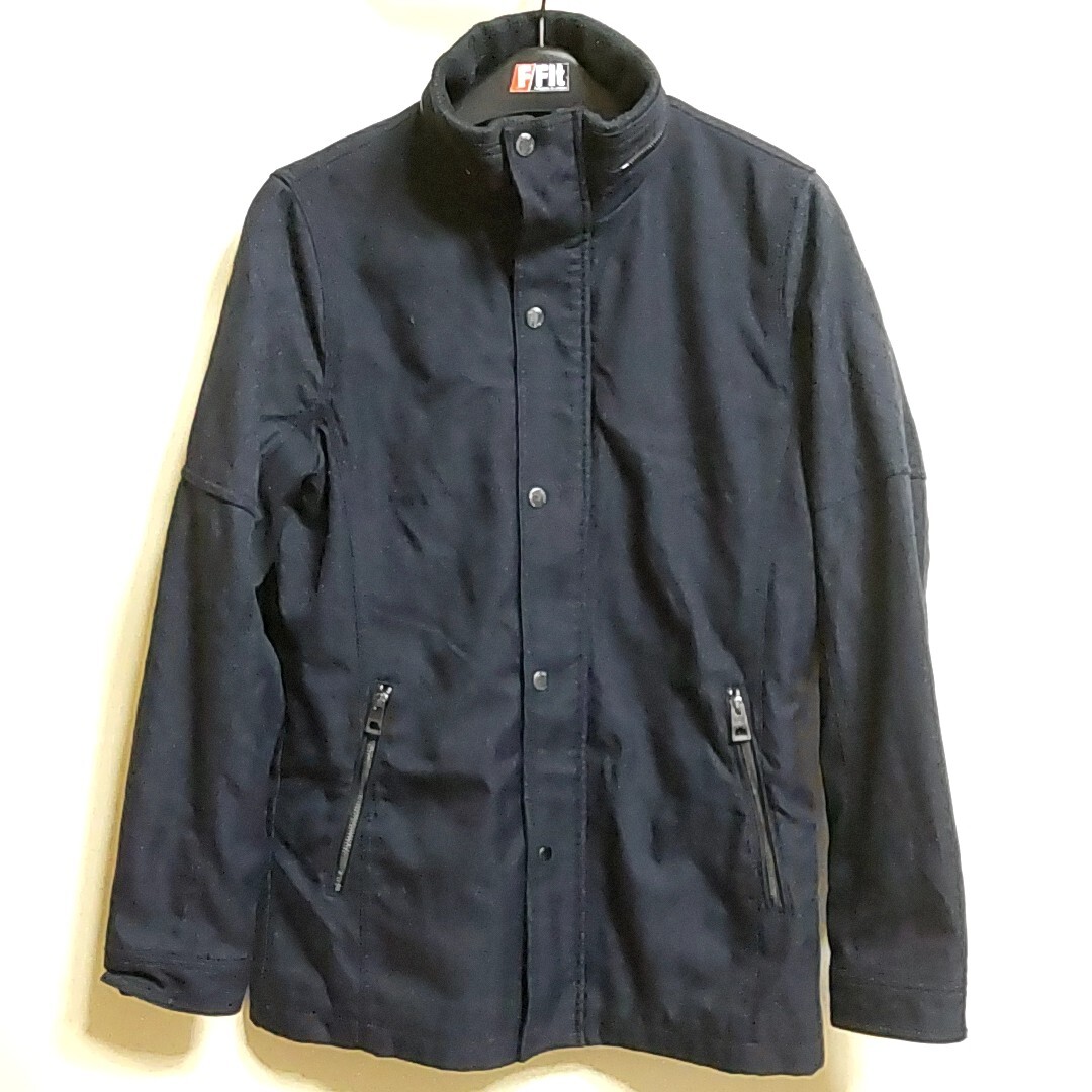 C1 GUESS 黒色 S ゲス 中綿 キルティング ジャケット ジップアップ ミリタリー フライト アウター カジュアル アメリカ USA 古着 メンズ_画像1