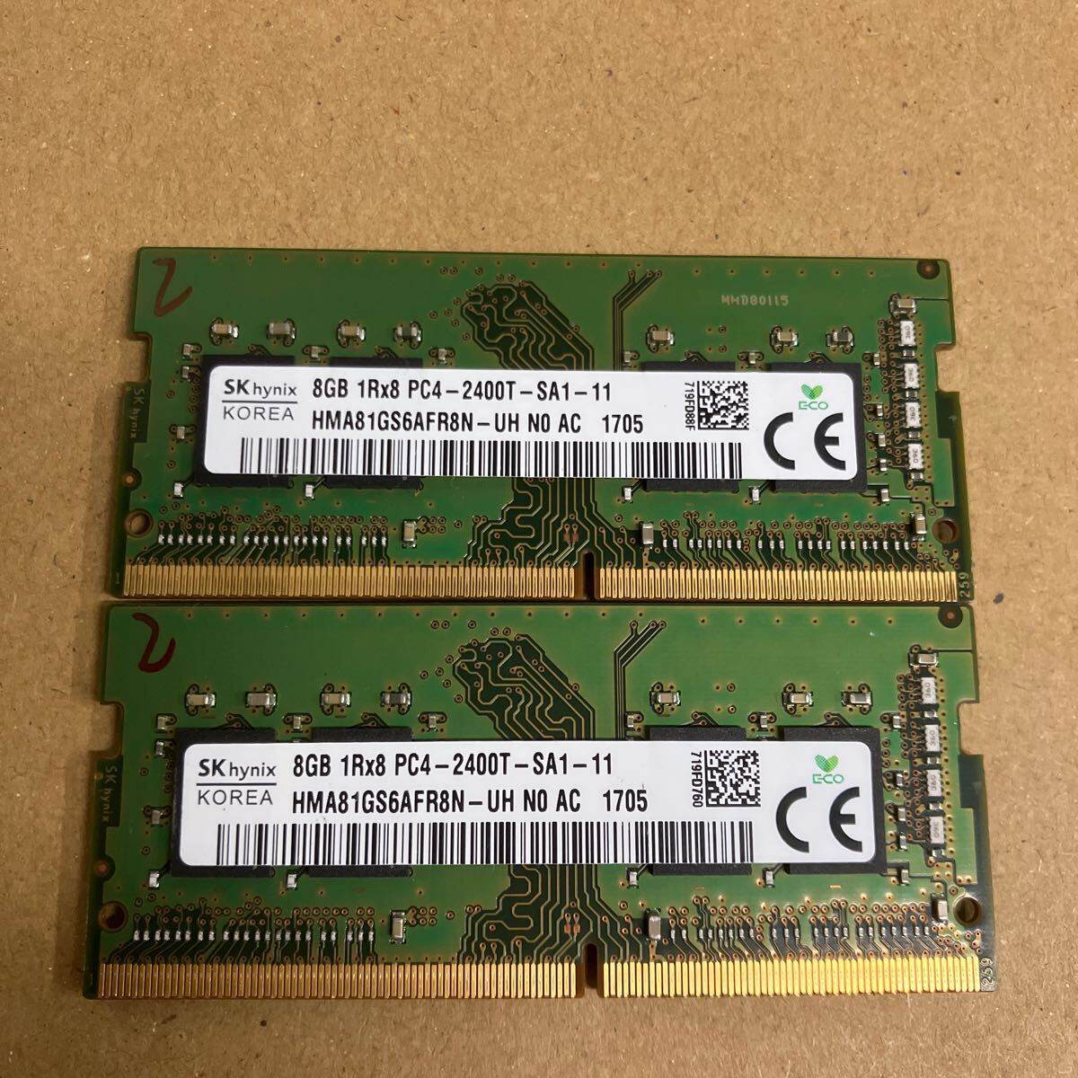 W187 SKhynix ノートPCメモリ8GB 1Rx8 PC4-2400T 2枚