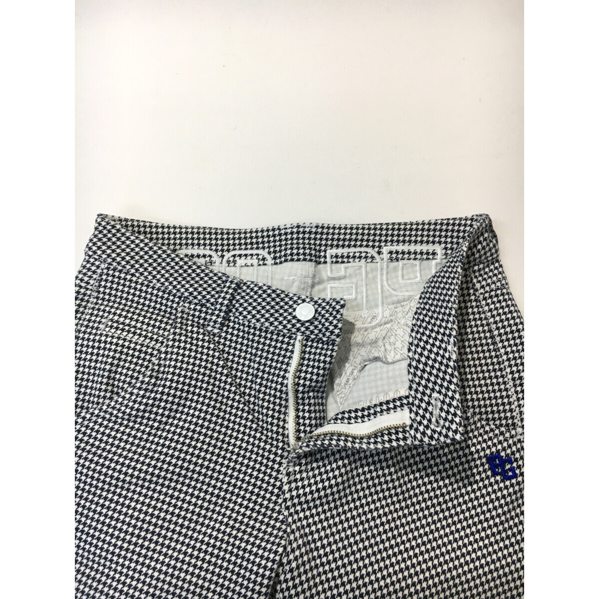 coco 中古【値下げ】 パーリーゲイツ PEARLY GATES レディース パンツ 1(M) 紺×白 微起毛 千鳥(niǎo)格子柄 レターパックプラス発送可 97394