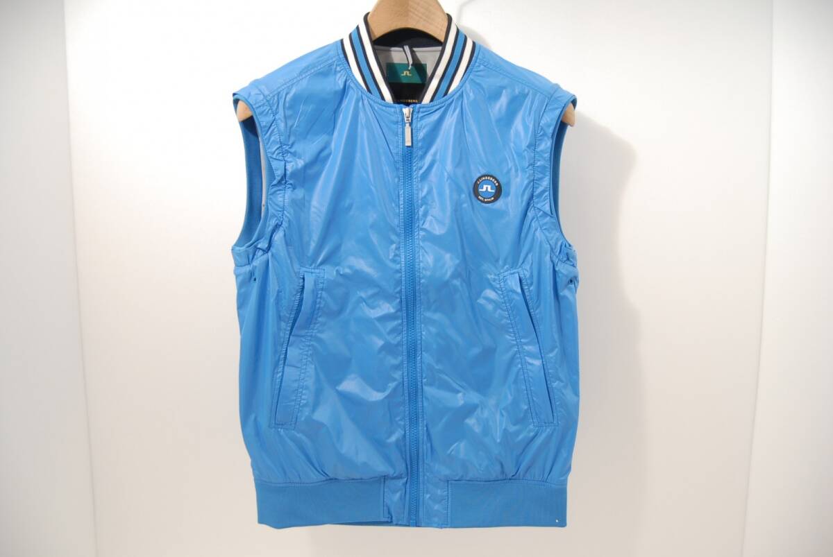 coco 中古 ジェイリンドバーグ J.LINDEBERG メンズ ベスト S 水色 ライトブルー フルジップ シンプル レターパックプラス発送可 56503