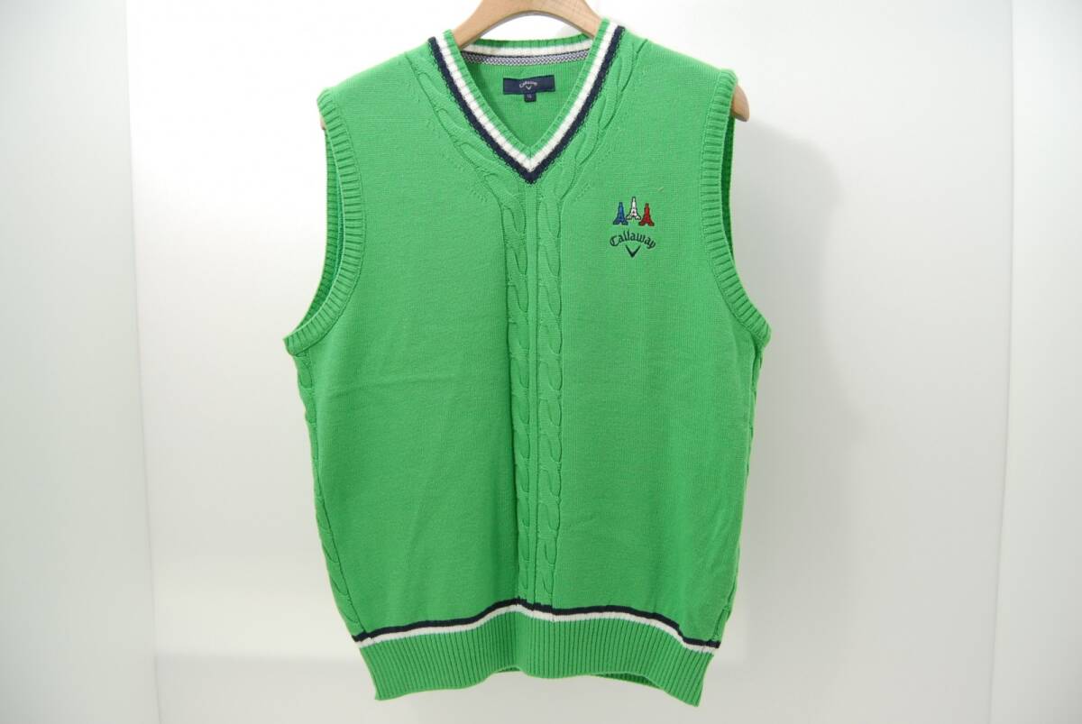 coco б/у [SALE] Callaway Callaway мужской лучший LL зеленый зеленый V шея вязаный простой letter pack почтовый сервис плюс отправка возможно 55976