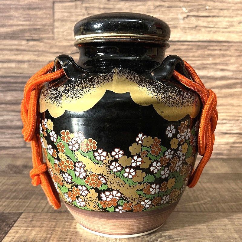 R681 飾壺 『京焼』『平安 万代草山造』『茶壷』 共箱 茶道具 友】茶道具 焼き物 茶壷 四耳壷 花器 茶壺 共箱(茶道具 信水窯