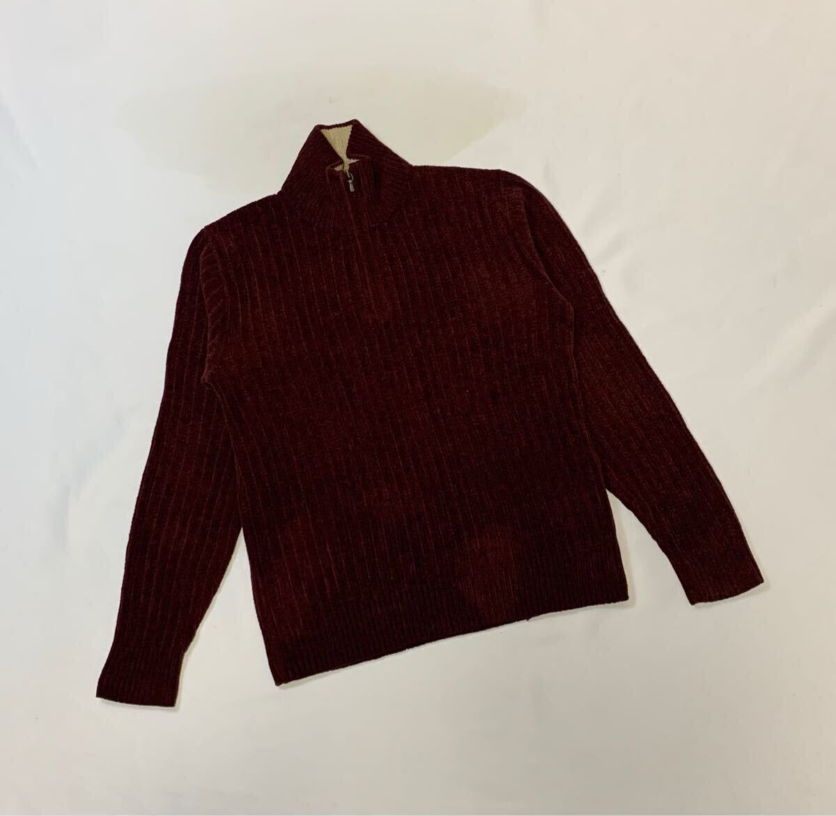 UNIQLO ユニクロ // 長袖 ハーフジップ モールニット セーター (ボルドー系) サイズ S_画像6