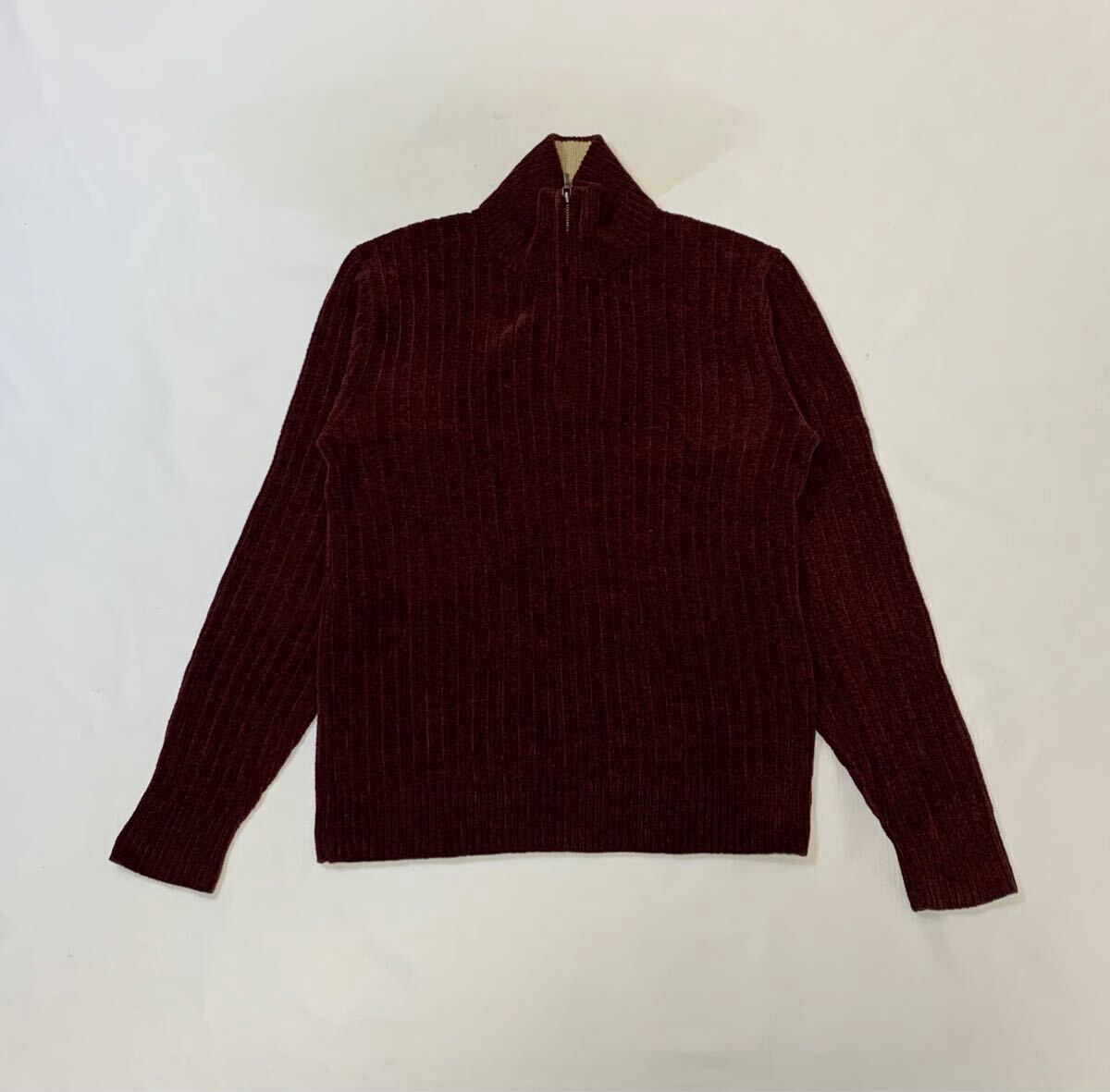 UNIQLO ユニクロ // 長袖 ハーフジップ モールニット セーター (ボルドー系) サイズ S_画像1