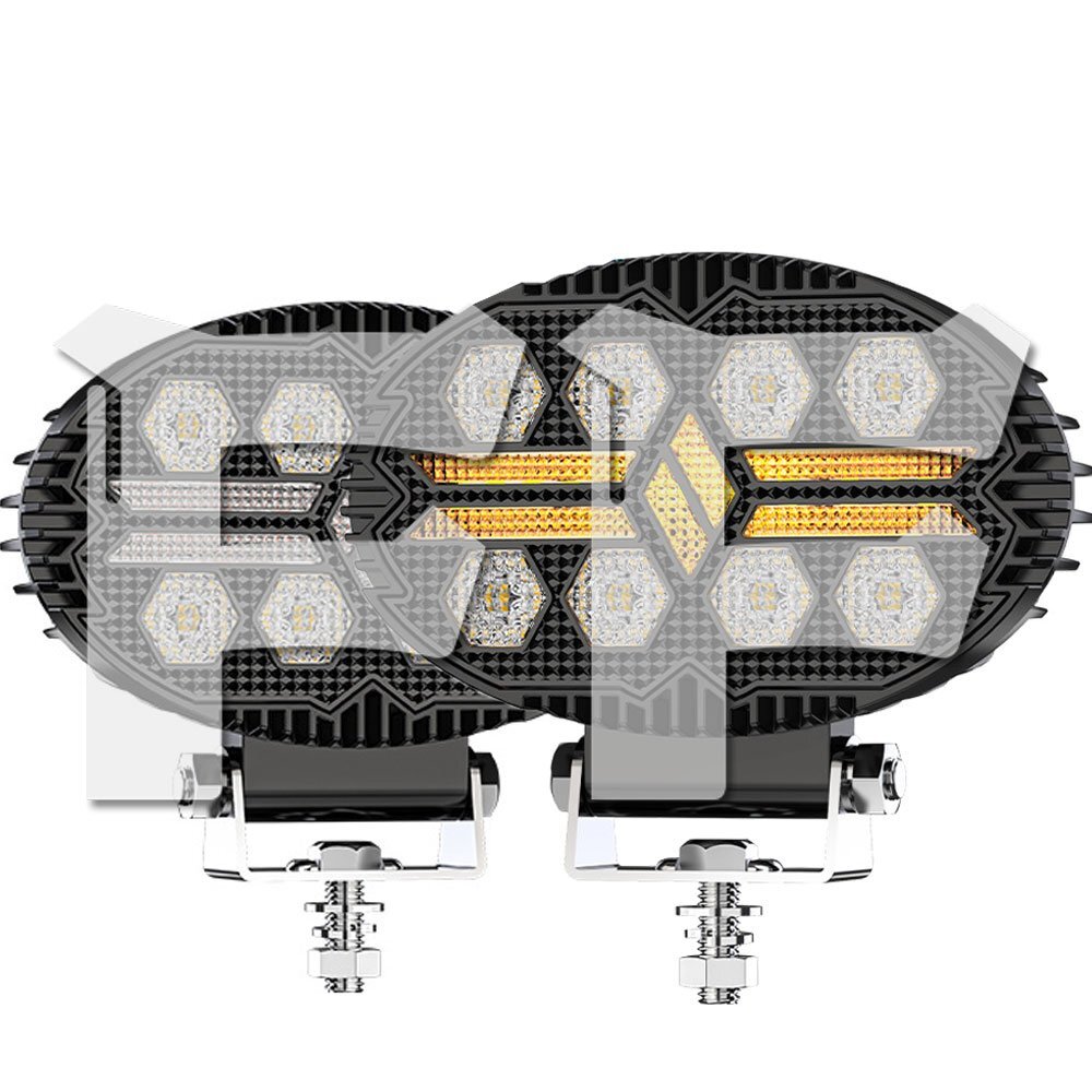 5.5インチ 作業灯 LED ワークライト 32W 4モード ホワイト/イエロー/白黄/ストロボ DRL 3200LM 汎用 2個 投光器 多用途 大型車 建設機械