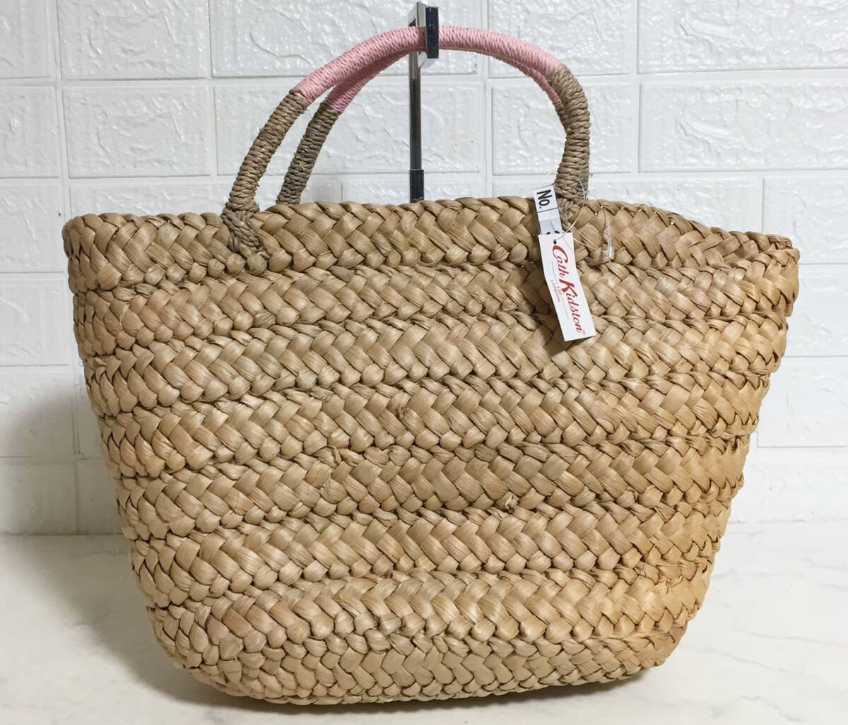 no30028 Cath Kidston キャスキッドソン ストロー 編み込み 籠 ハンド トート バッグ