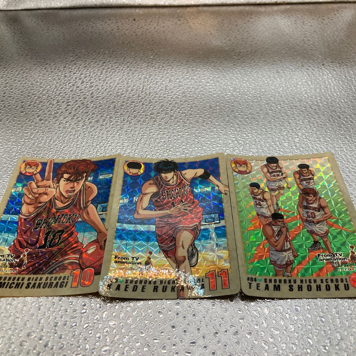 当時物 スラムダンク カードダス 桜木花道 キラ レトロ SLAMDUNK HANAMICHI SAKURAGI KAEDE RUKAWA 湘北高校 3枚セット