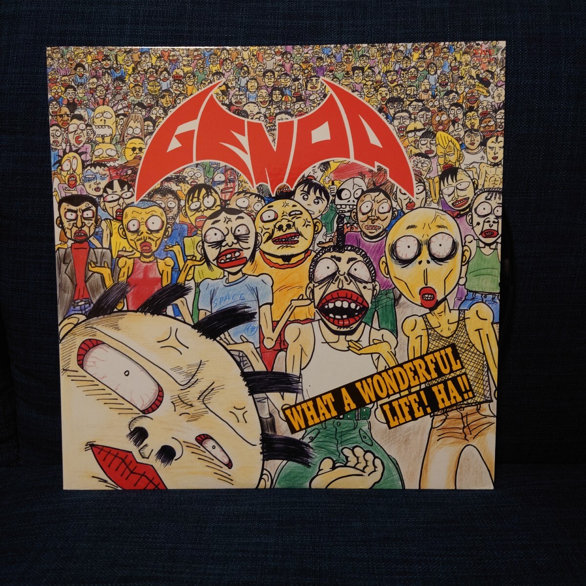 中古 レコード LP ★ GENOA ゲノア『 What A Wonderful Life! Ha!! 』ソノシート付 15EC-102 スラッシュ メタル ハードコア パンク