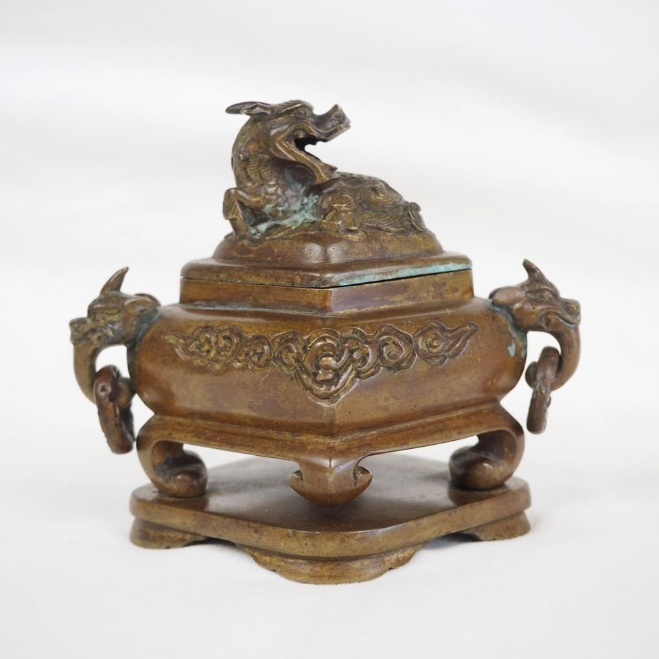 宏造 銅香炉 香立 香道具 伝統工芸 金属工芸 仏具 時代物 宏造 銅香炉 香立 香道具 伝統工芸 金属工芸 仏具 時代物