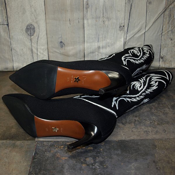 Christian Dior* Christian Dior вязаный Jaguar do ботинки * Western style 37 1/2 размер прекрасный товар 
