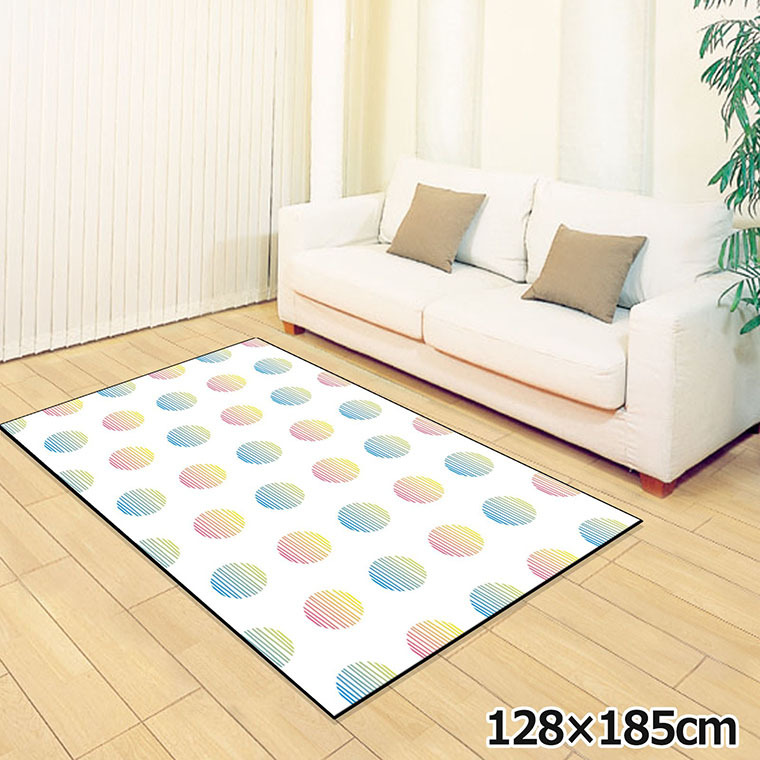 ラグ 洗える 北欧 1.5畳 約128×185cm カーペット イラスト アクセントラグ TEN120-D