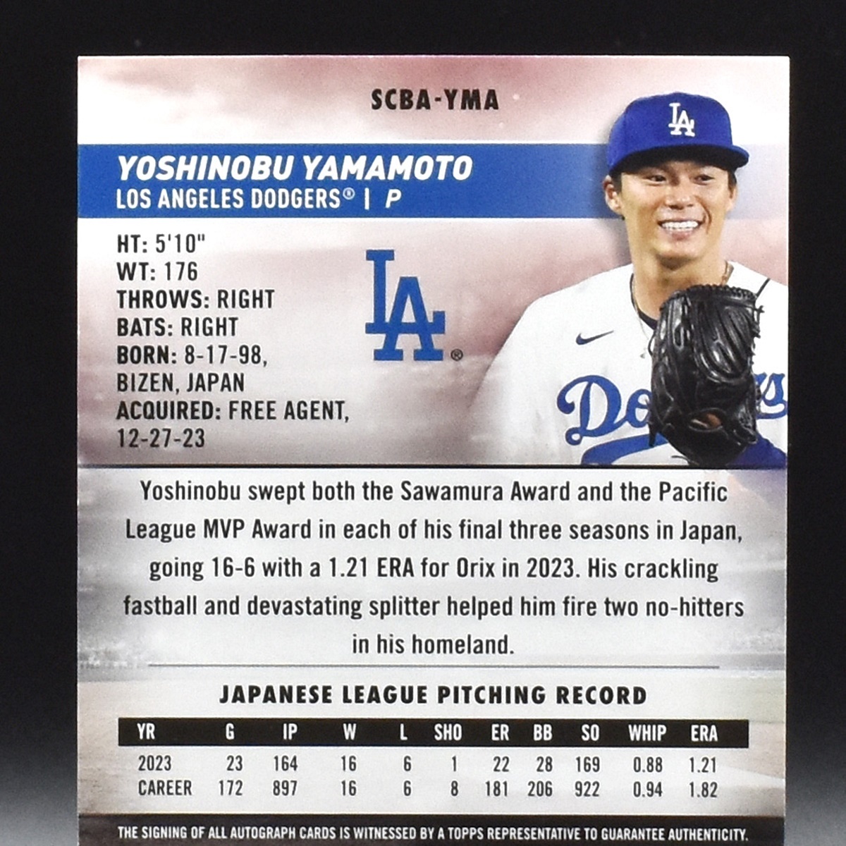 山本由伸 直筆サインカード 2024 Topps Stadium Club Yoshinobu 山本由伸 直筆サインカード 2024 Topps Stadium Club Yoshinobu