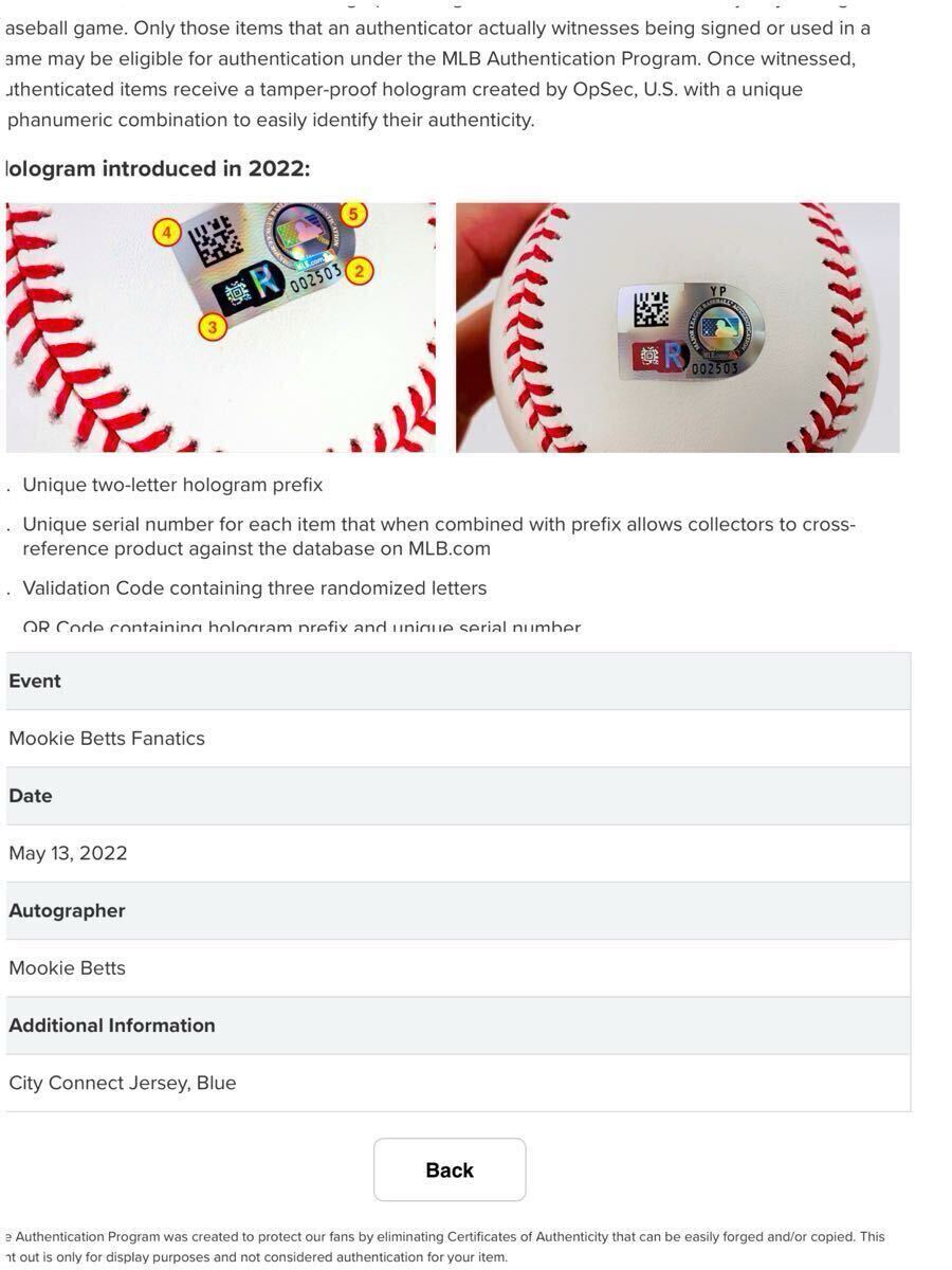 Mookie Betts 直筆サイン入り本物ドジャース ナイキシティ Mookie Betts 直筆サイン入り本物ドジャース ナイキシティ