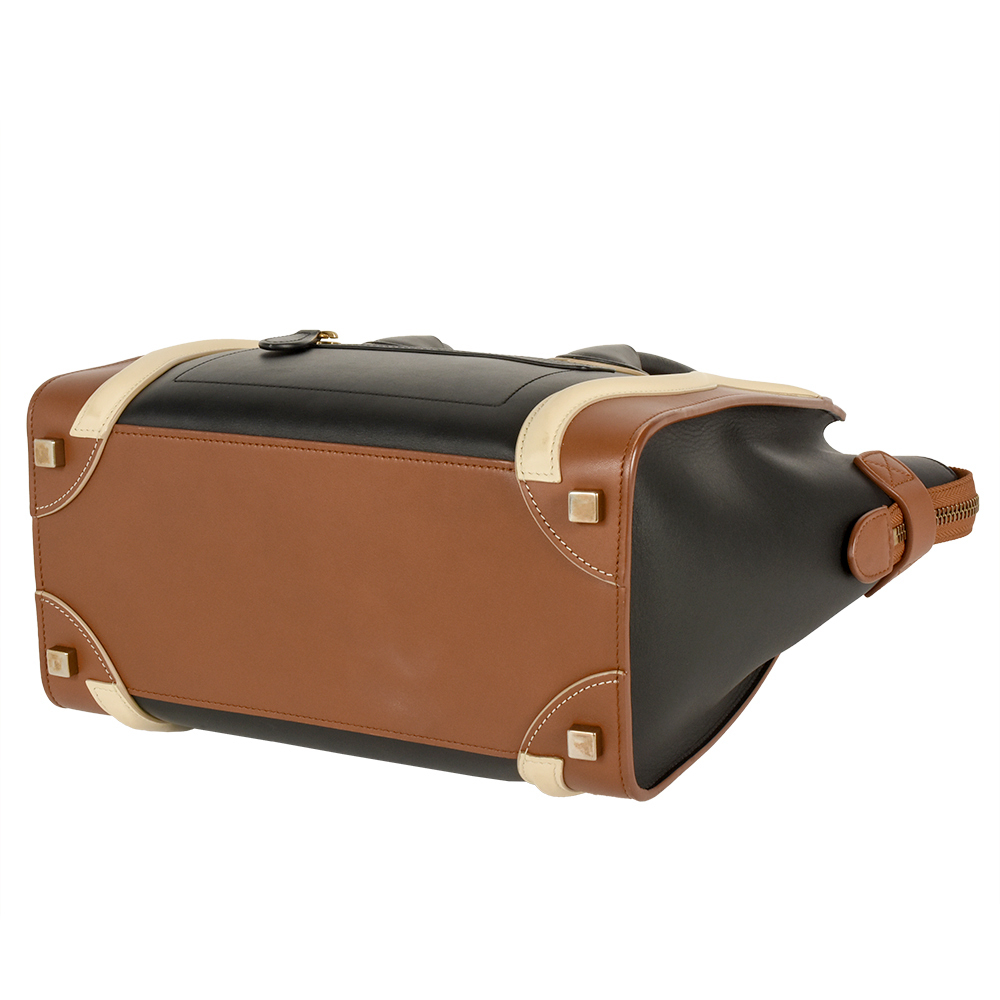 セリーヌ CELINE ラゲージ マイクロ ショッパー ハンドバッグ レザー W-CU-2155 ブラック マルチカラー レディース