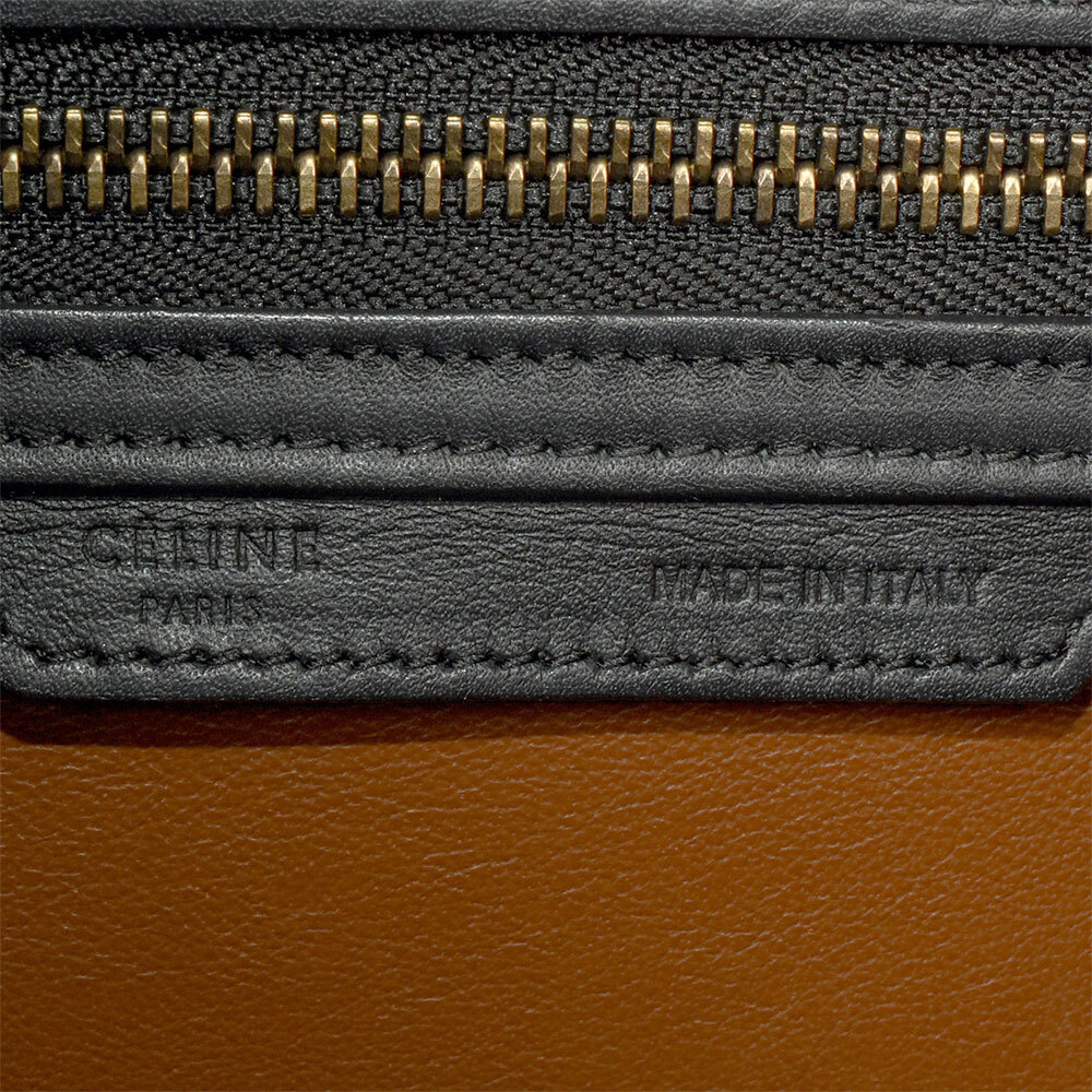 セリーヌ CELINE ラゲージ マイクロ ショッパー ハンドバッグ レザー W-CU-2155 ブラック マルチカラー レディース
