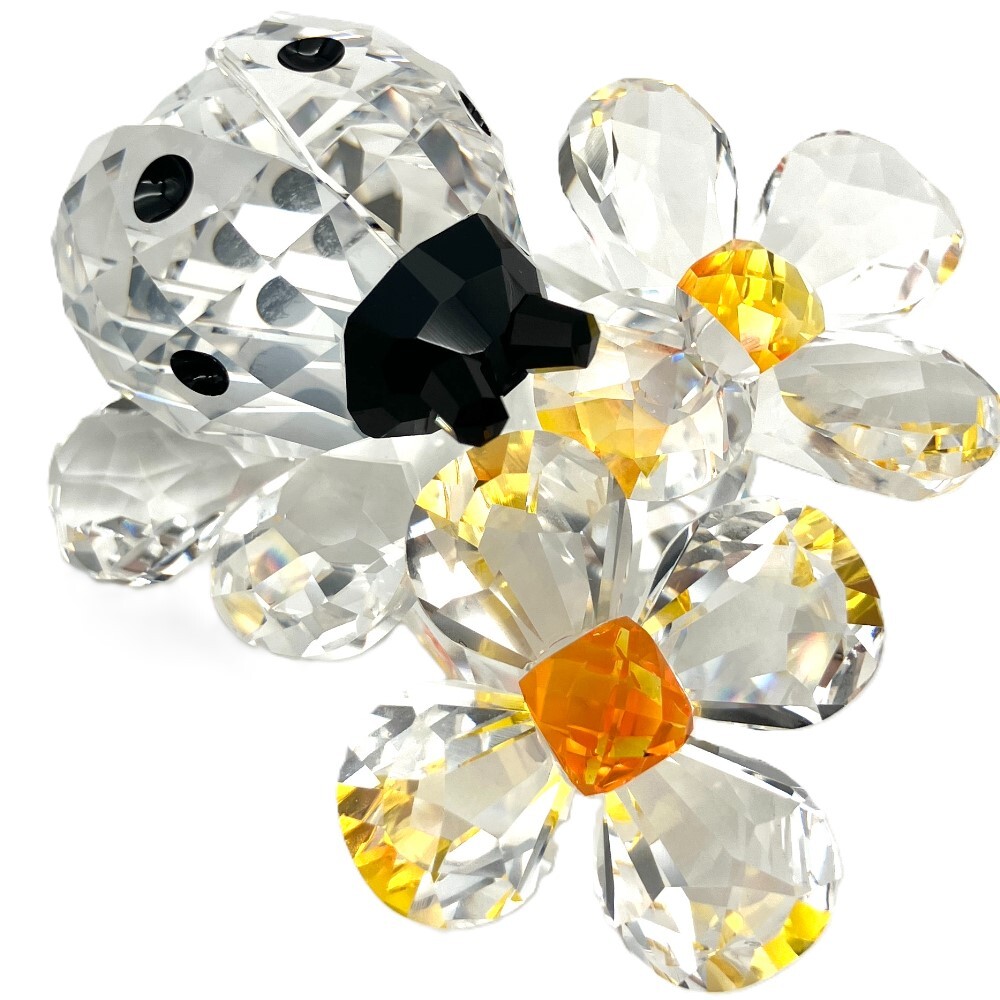 スワロフスキー SWAROVSKI 花とテントウムシ オブジェ 置物 842804