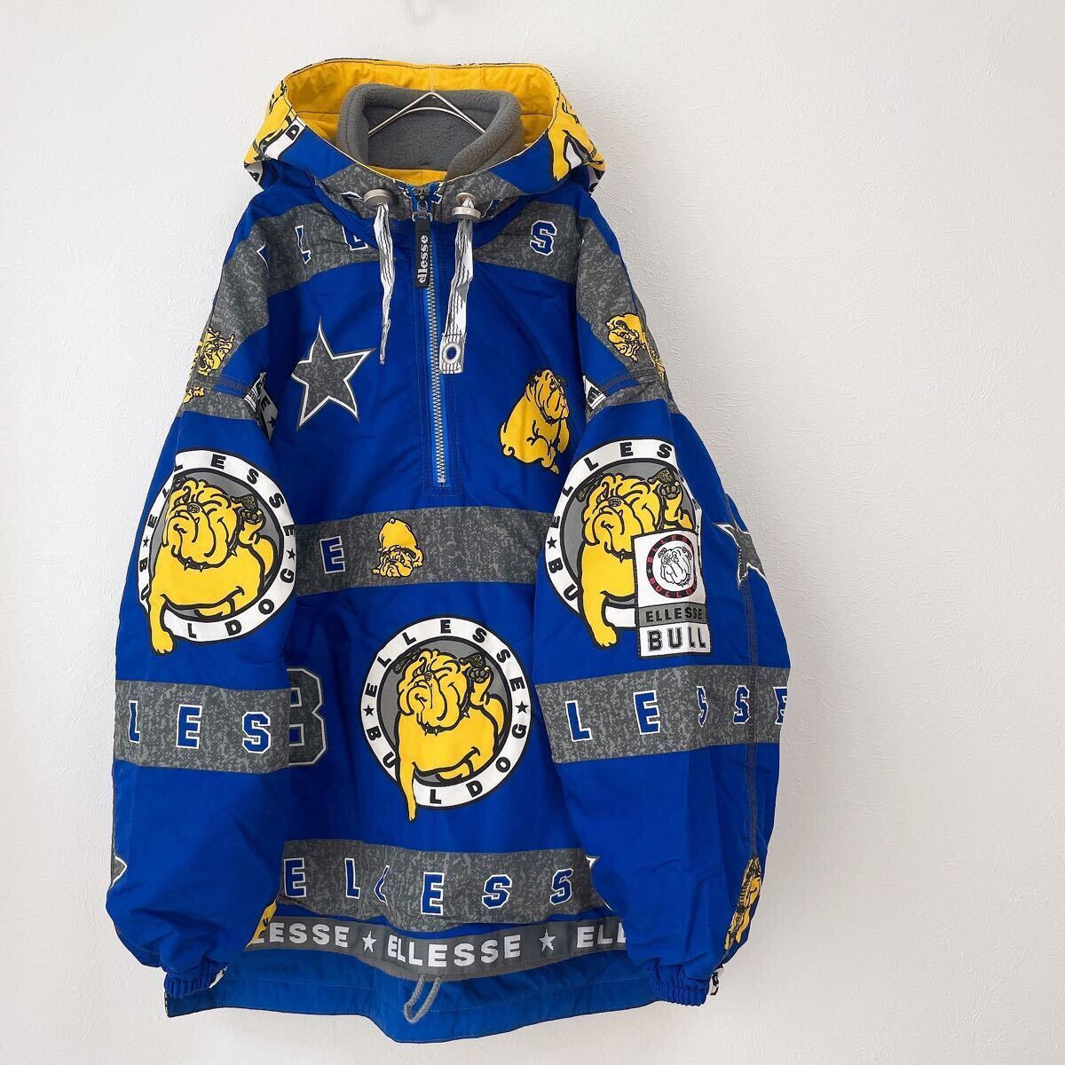 90'sエレッセellesseブルドッグLサイズ青ブルー ハーフジップ 90'sエレッセellesseブルドッグLサイズ青ブルー ハーフジップ
