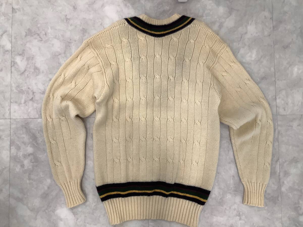  POLO RALPH LAUREN ポロラルフローレン チルデンニット セーター ホワイト ヴィンテージ　IVYセーター サイズL_画像8