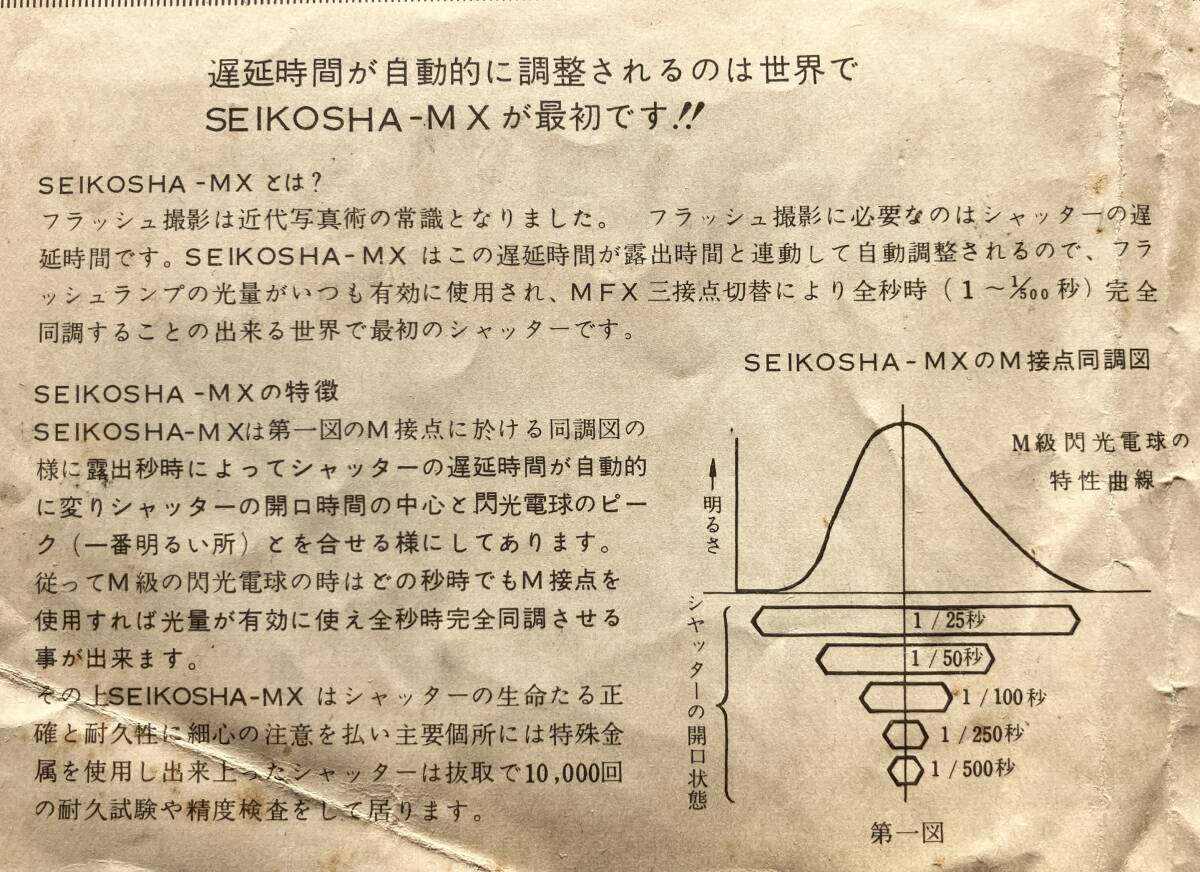 【希少】セイコーシャMX パンフレット 1960年代 精工舎 セイコー シャッター パンフ 販促チラシ カメラ フィルムカメラ クラシックカメラ_画像4