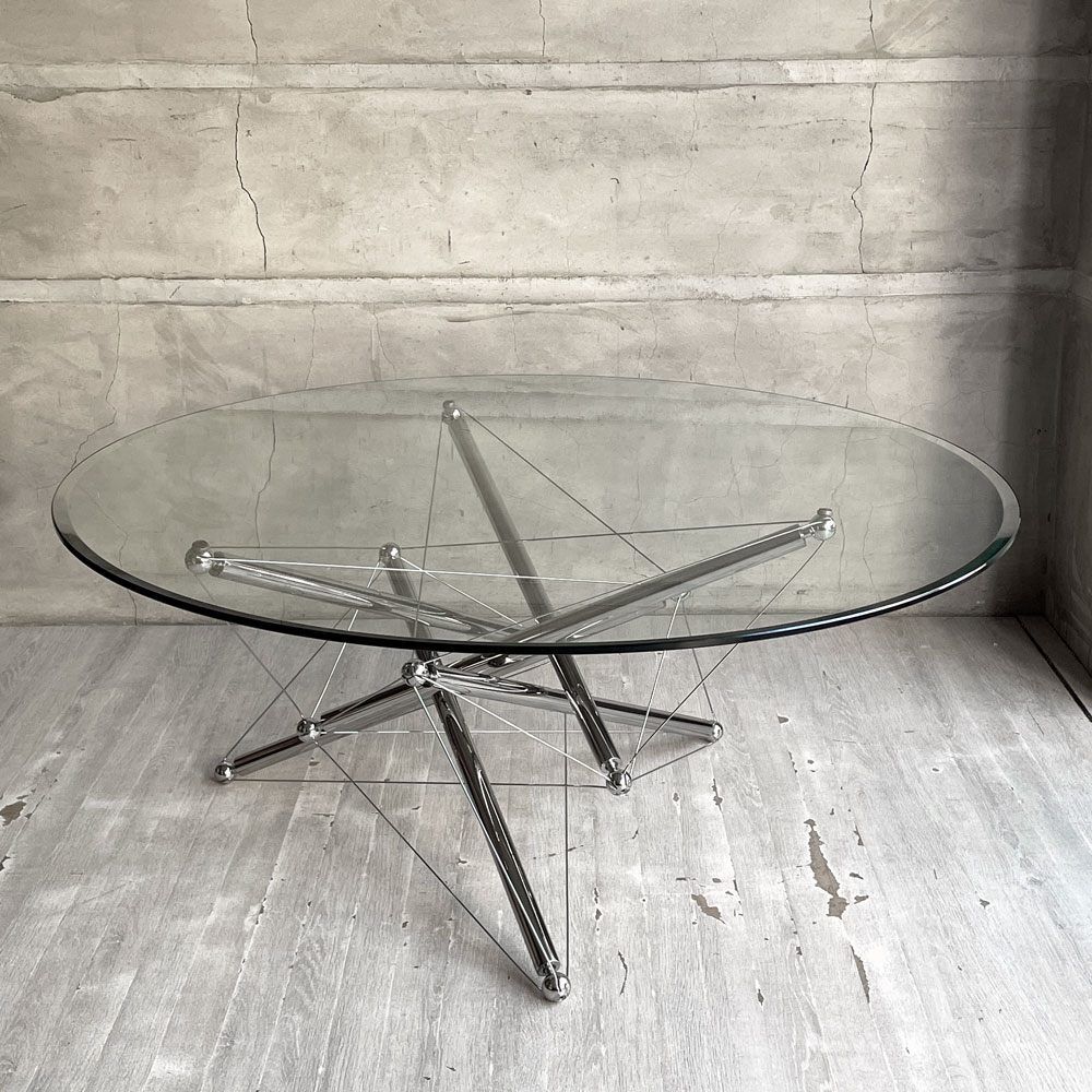 ♪ カッシーナイクスシー Cassina ixc. 713 ローテーブル ガラス天板 Φ100cm テオドール・ワッデル Theodore Waddell 定価¥460,000-