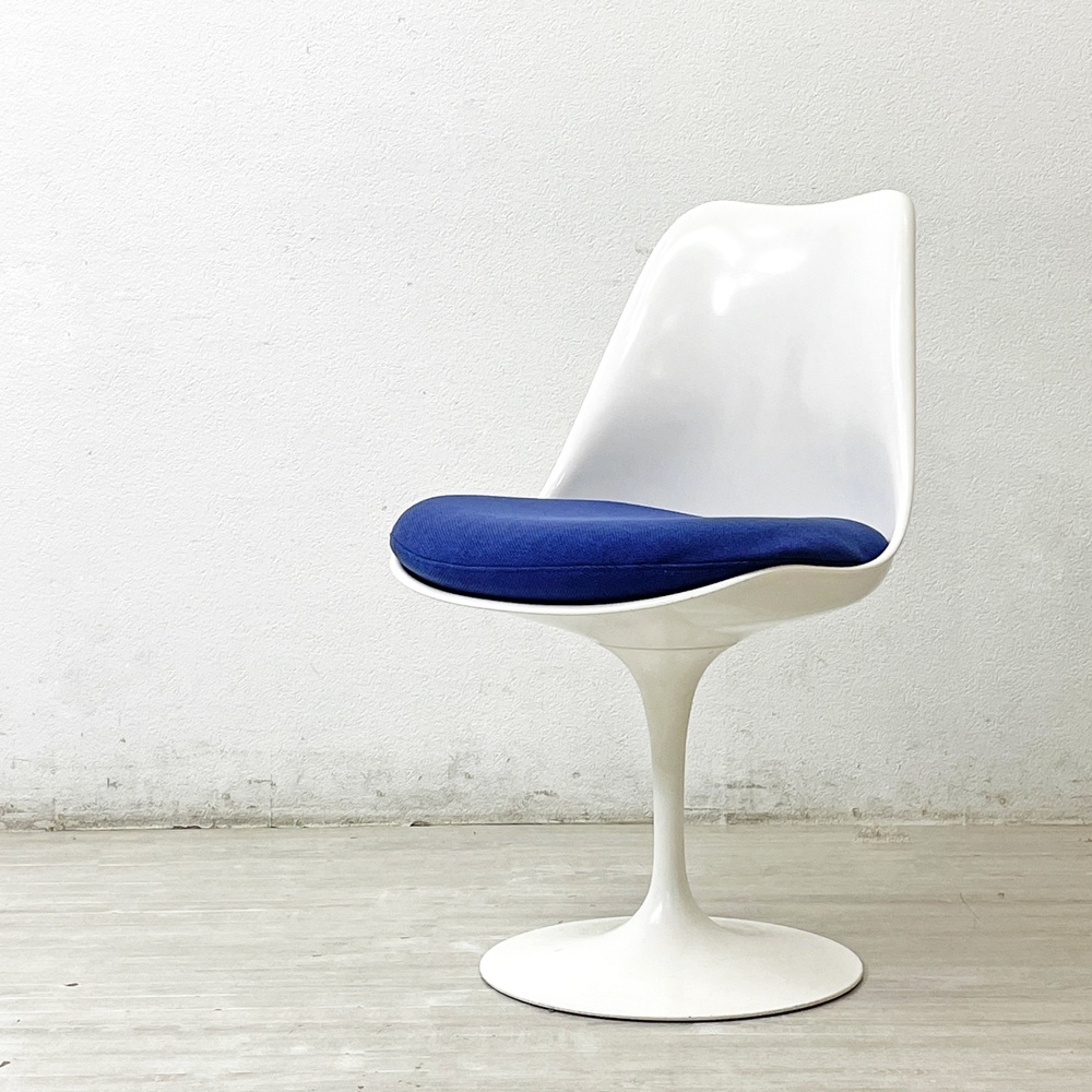 ● ノル Knoll チューリップチェア エーロ・サーリネン Eero Saarinen 固定式 ファブリッククッション ブルー ビンテージ