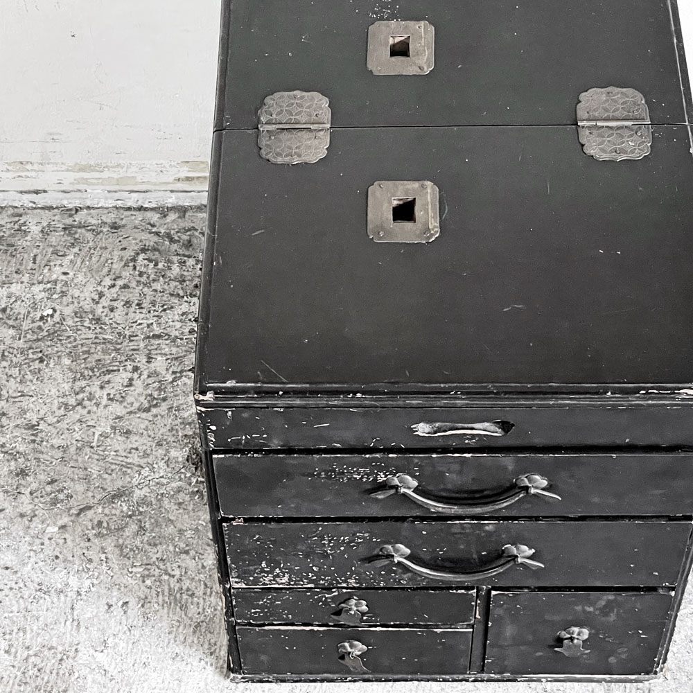 □ ジャパンビンテージ Japan Vintage 時代箪笥 小引き出し 黒漆 □ ジャパンビンテージ Japan Vintage 時代箪笥 小引き出し 黒漆
