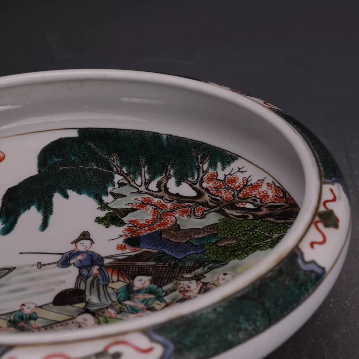 ◇旧家蔵出◇古美術 中国古玩 大清康熙年製款 五彩 人物故事図盤 ◇旧家蔵出◇古美術 中国古玩 大清康熙年製款 五彩 人物故事図盤