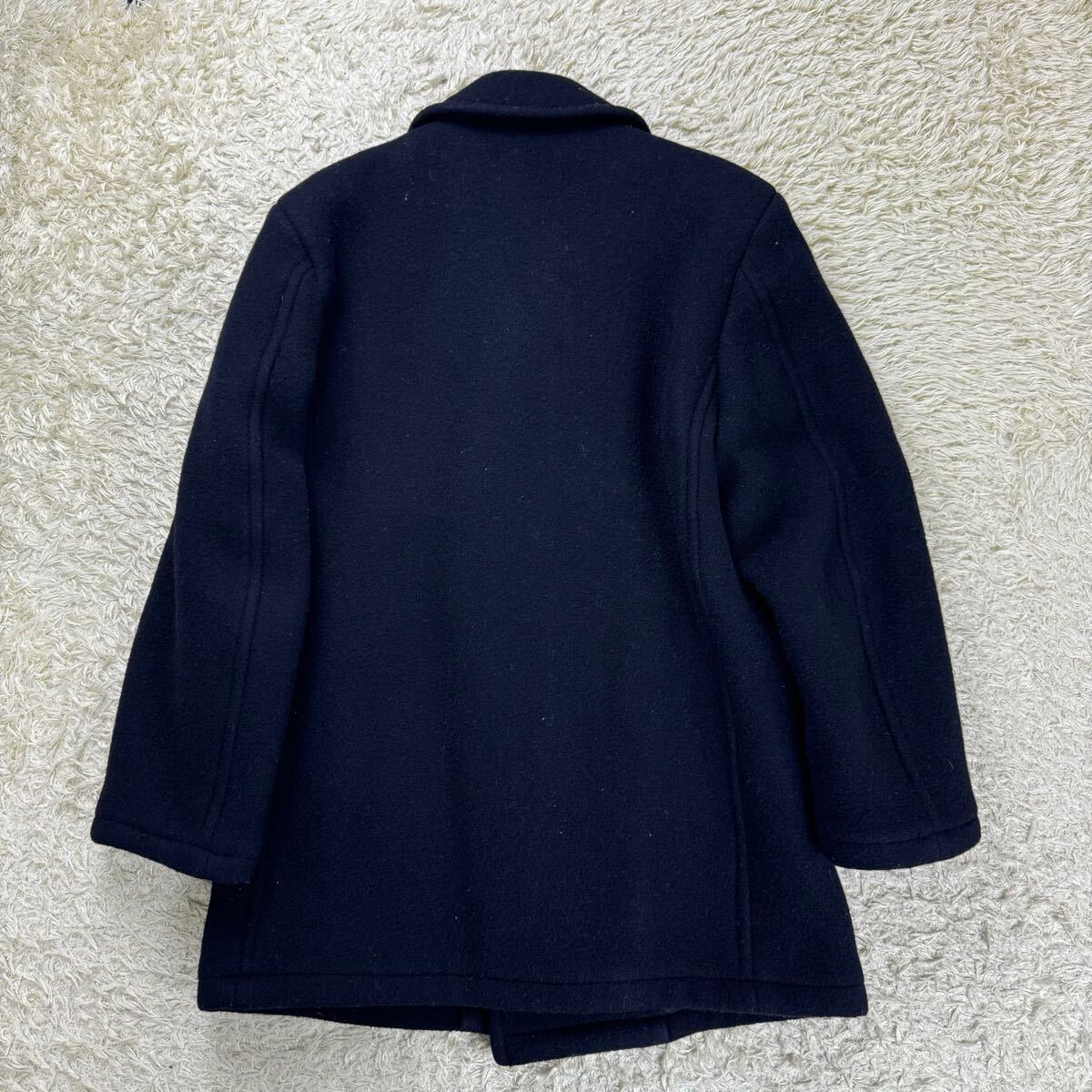 NEW YORKER[ lining . can charm quilting red ] new yo- car pea coat pea coat navy wool cotton inside made in Japan autumn winter M coat double 