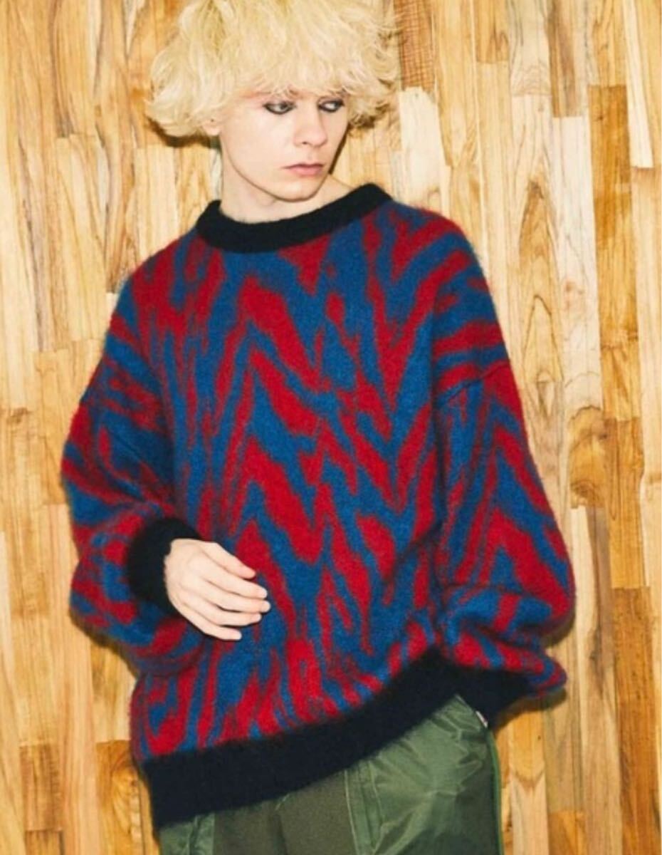 【新品】 MAISON SPECIAL メゾンスペシャル ゼブラ プライムオーバー クルーネック モヘヤ ニット プルオーバー 01 シャツ knit sweater_画像1