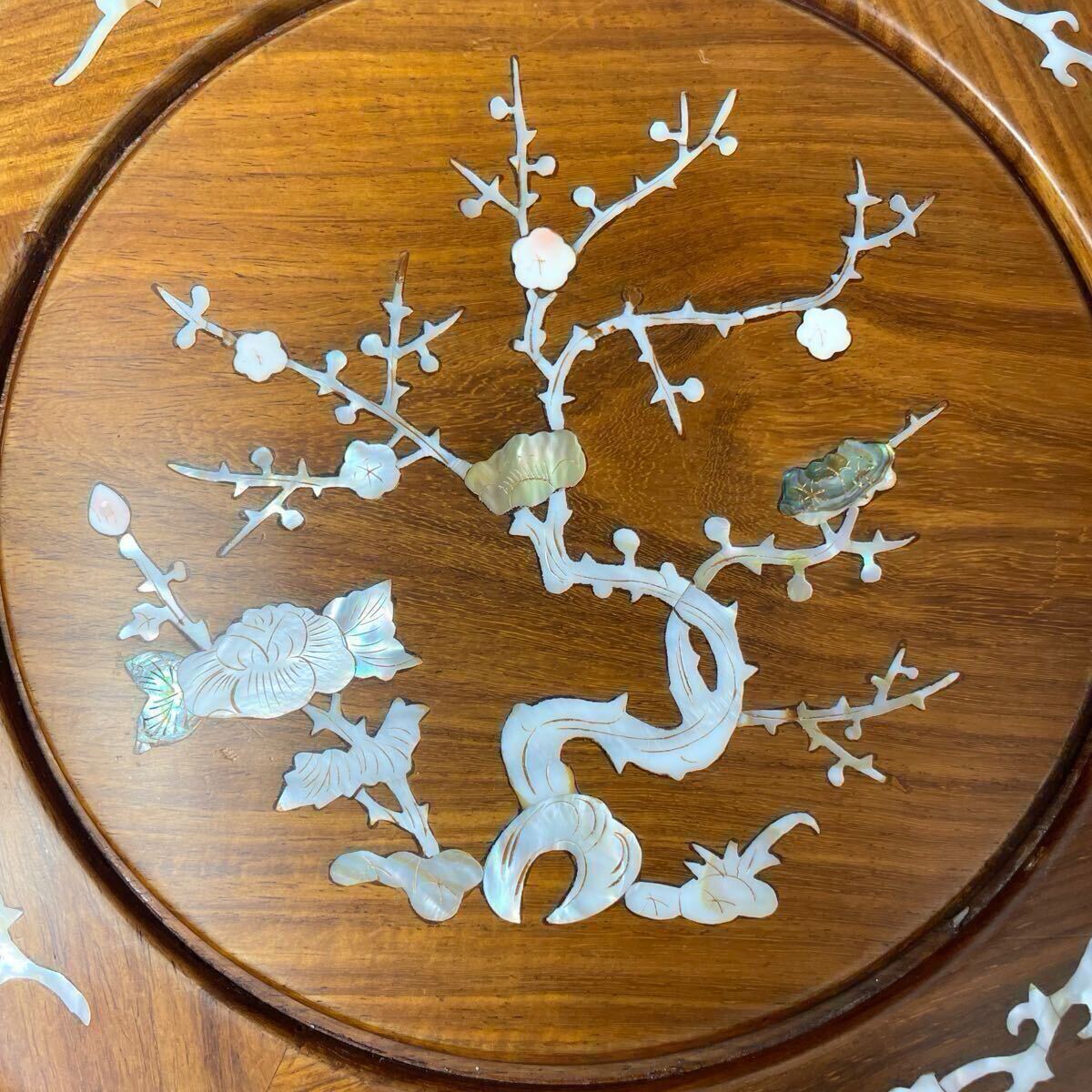 美品】螺鈿細工 家具 丸椅子 スツール 腰掛け 中国美術 芸術