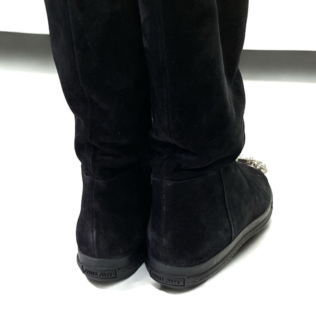 ミュウミュウ　ビジューロングブーツ ビジュー MiuMiu(ミュウミュウ) ブーツ(レディース) - 海外通販