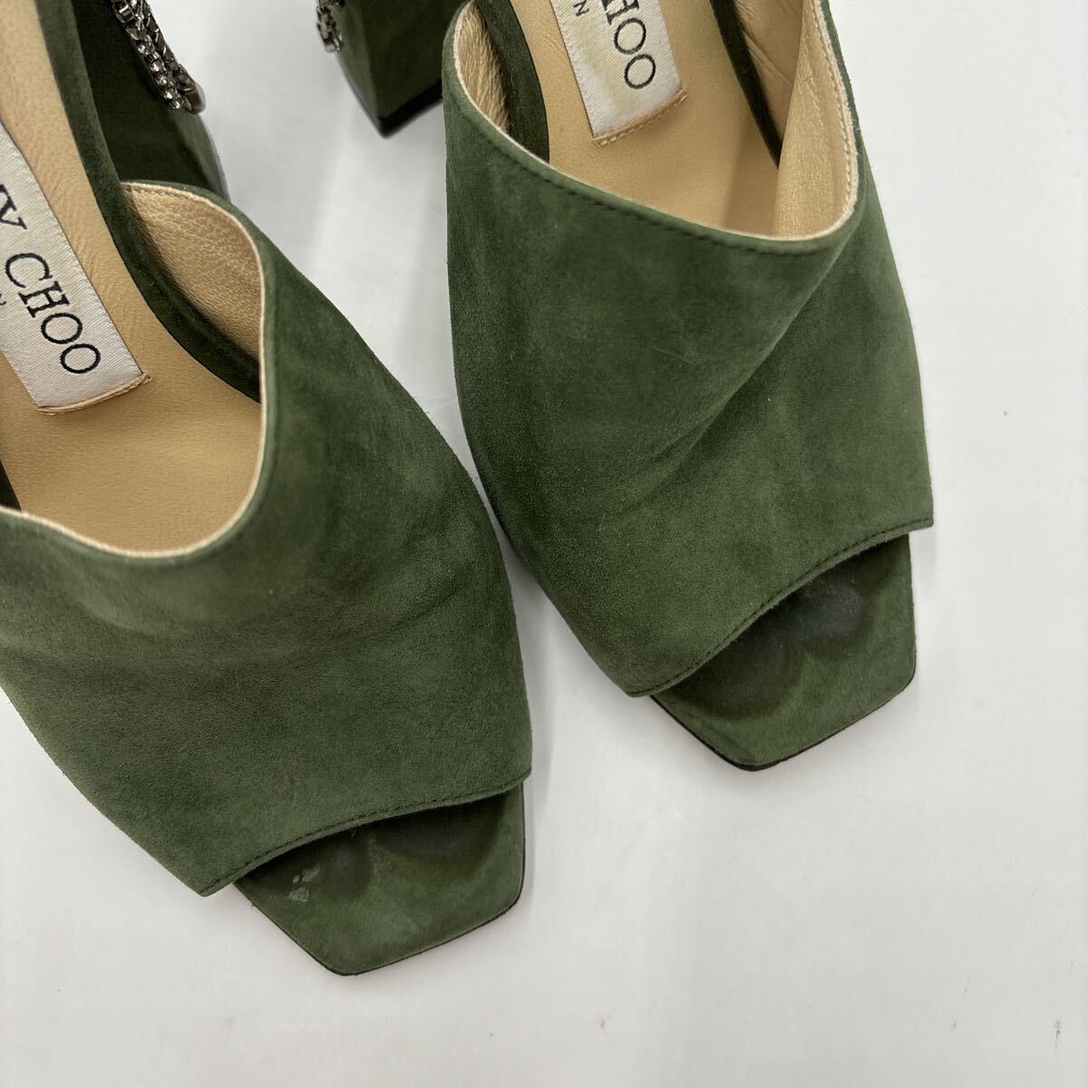 C * Италия производства ' ощущение роскоши избыток ' JIMMY CHOO Jimmy Choo натуральная кожа crystal dore-p шлепанцы / каблук сандалии EU35 22cm женский 