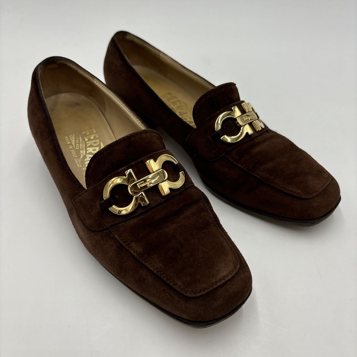 E ＊ 良品 イタリア制 '高級婦人靴' Salvatore Ferragamo サルヴァトーレフェラガモ 本革 ガンチーニ ヒール / パンプス 5.5B 22.5cm 