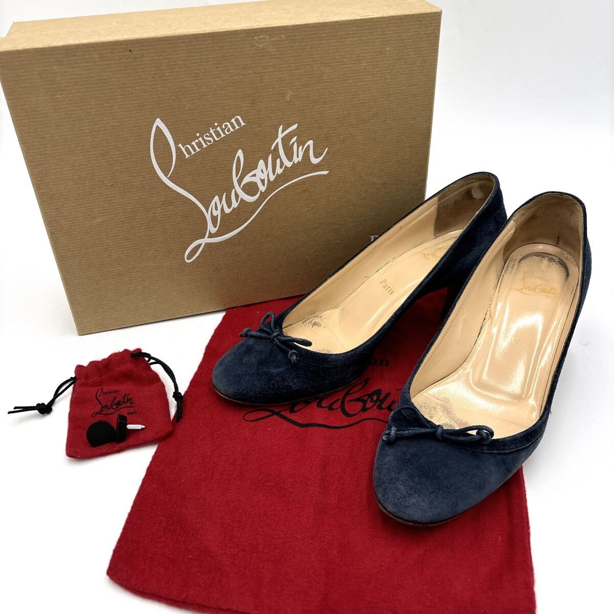 ＊ 付属品完備 イタリア製 '高級婦人靴' Christian Louboutin クリスチャンルブタン 本革 リボン ヒール / パンプス EU36.5 23cm