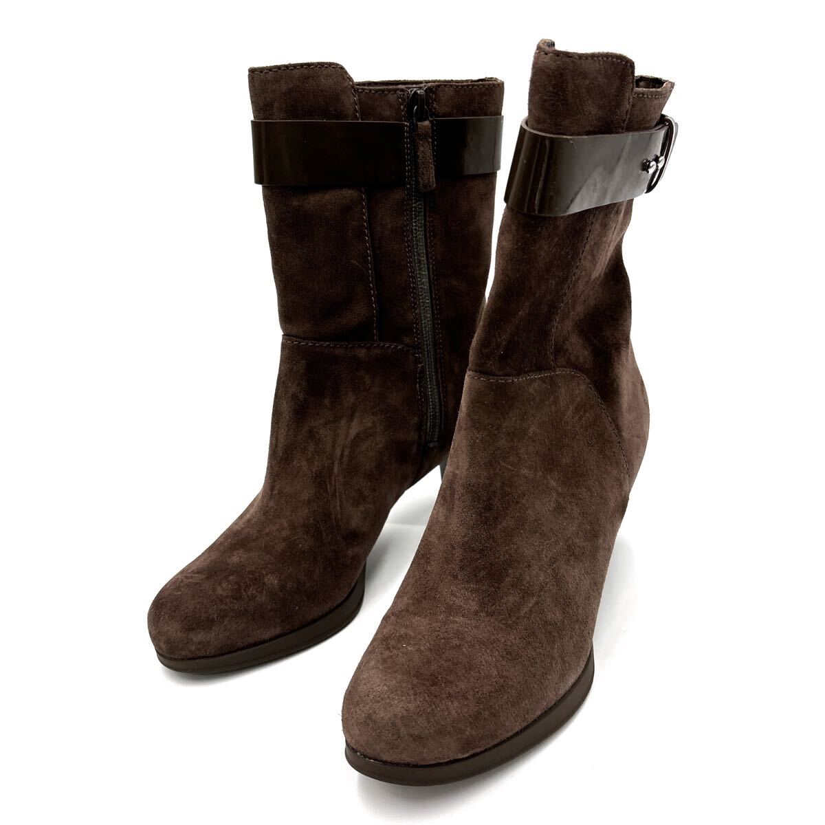 F ＊ 良品 '高級感溢れる' COLE HAAN コールハーン 本革 ヒール ブーツ 革靴 ブーティー 6B 23cm レディース 婦人靴 シューズ 