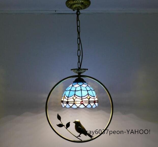 照明 家具 ステンドランプ ステンドグラス アンティーク インコ 芸術品ヴィンテージ ティファニー ブルー