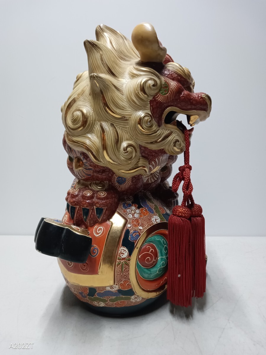 蔵出し 玉乗り獅子 九谷焼 狛犬 金彩 唐獅子 置物 古美術 古九谷 蔵出し 玉乗り獅子 九谷焼 狛犬 金彩 唐獅子 置物 古美術 古九谷