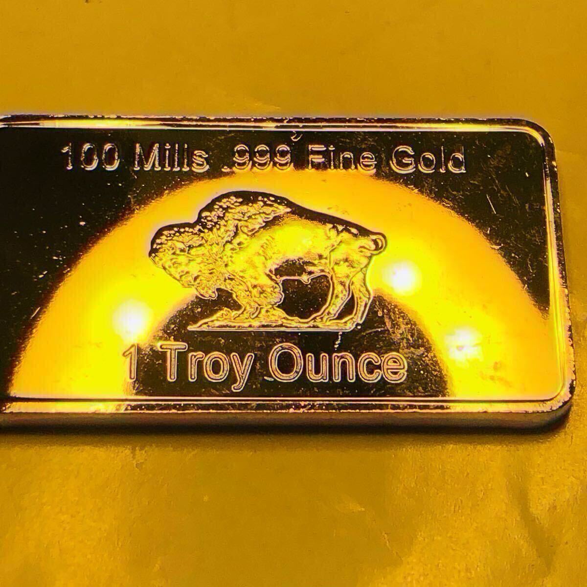ゴールドバー金貨 アメリカ合衆国 バイソン 水牛 一ドル記念 大型金貨 貴重 工芸品 31グラム_画像2