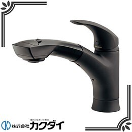 新品未使用 KAKUDAI/カクダイ台所シングルレバーシャワー切り替えホース収納混合栓 118-003-D　マットブラック