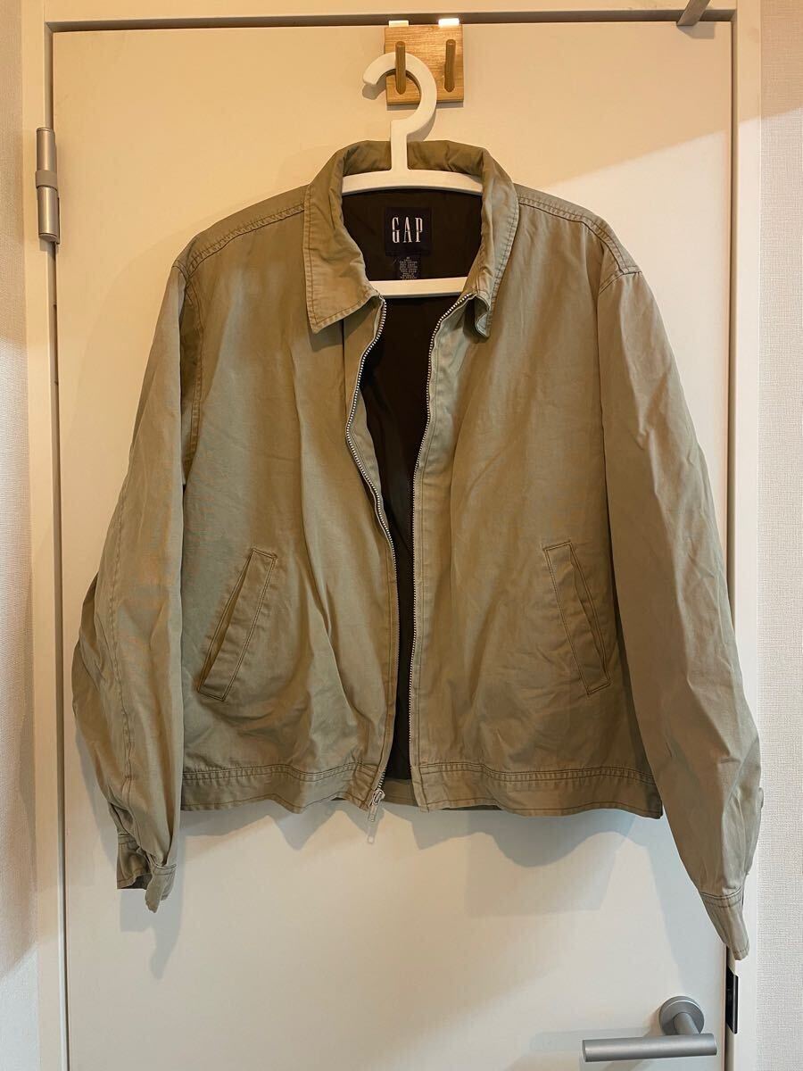 L/古着 ギャップ GAP 長袖 ジャケット スイングトップ メンズ 00s コットン ベージュ カーキ 中古 アウター ジャンパー ブルゾン