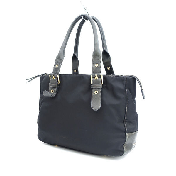 ■ ポールスミス トートバッグ セミショルダー ナイロン レザー ブラック (0990012720)